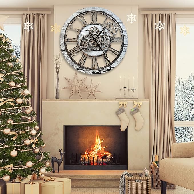 The B-Style Large Wall Clock 24 inch Moving Gear Wall Clock Oversized Vintage - Image 7
