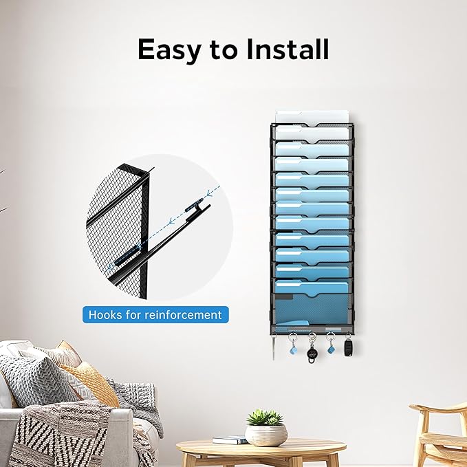 SUPEASY 13-Tier Wall File Organizer, Wall File Holder - Image 6