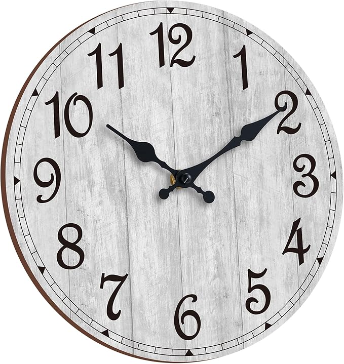 Wall Clock, Country Round Clocks Farmhous Wall Decorative by HYLANDA