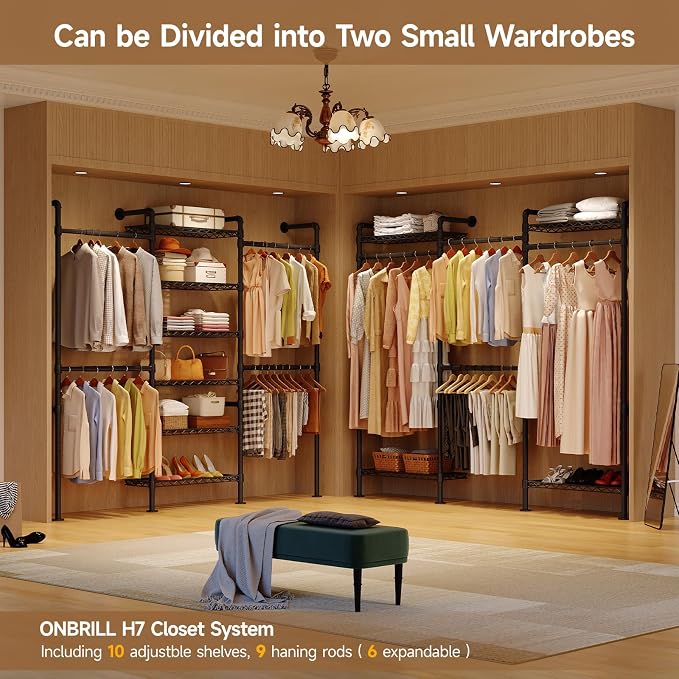 ONBRILL L7 Wall Mounted Industrial Pipe Clothing Rack – Heavy Duty Modular - Image 6