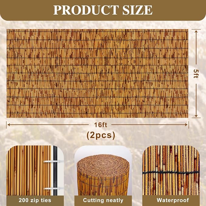 Reed Fencing Rolls, Patio Privacy Screen, Decorative Bamboo Fence Rolls - Image 2