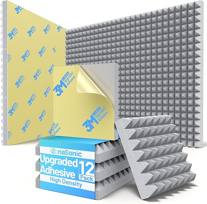 12 Pack Pyramid Sound Proof Foam Panels by Unknown