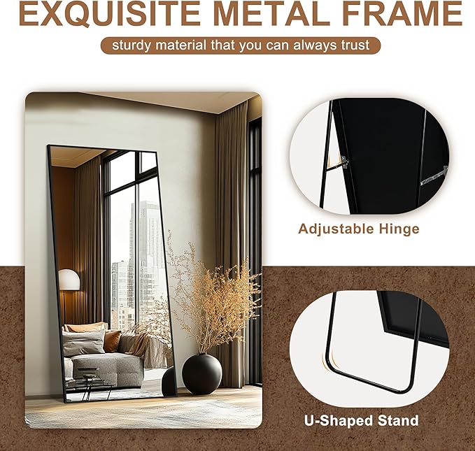 Delma Wall Full Length Mirror, Standing Mirror Full Body, Large Floor - Image 4