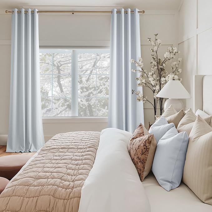 NICETOWN Room Darkening Draperies Curtains Panels, 2 Panels Greyish White W52 x - Image 2