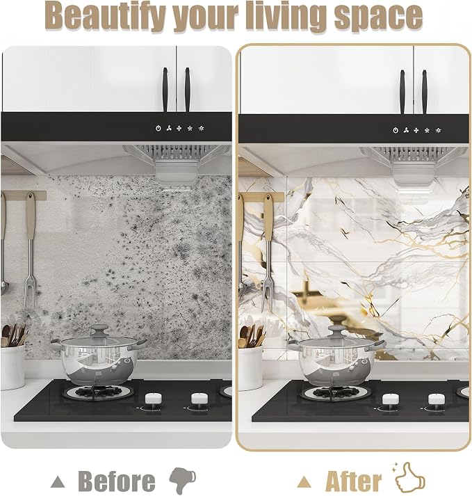 Chejiaye 10pcs Marble Peel and Stick Waterproof Wall Panels, Heat-Resistant - Image 8