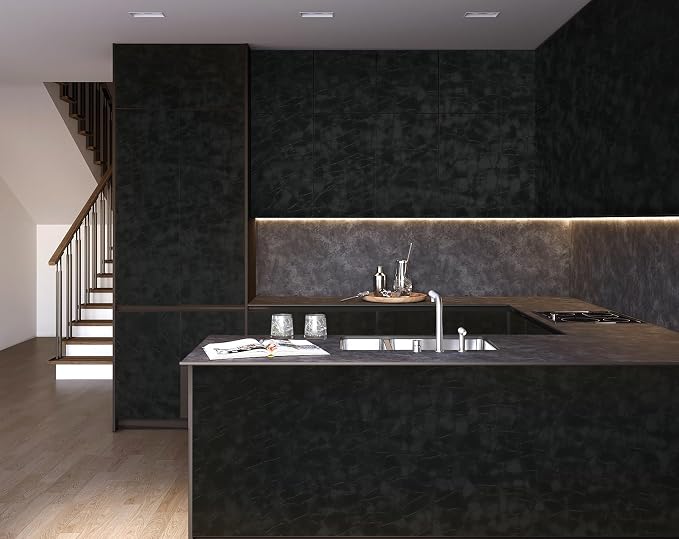 Yasinet Peel and Stick Wallpaper Black Removable Wallpaper Modern Black Contact - Image 5