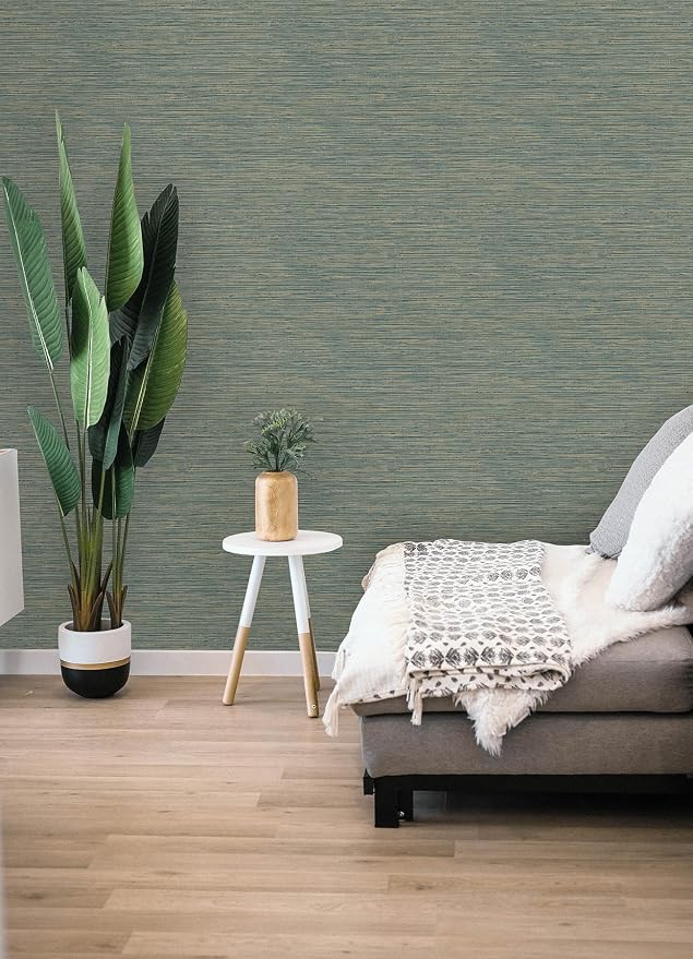 RoomMates Teal Dimensional Grasscloth Peel and Stick Wallpaper, RMK12684PLW - Image 4