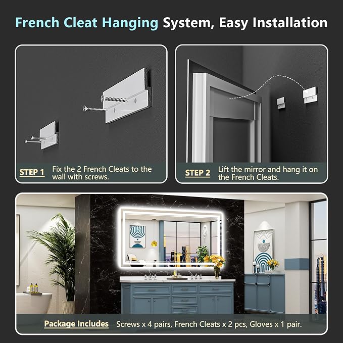 84x32 LED Bathroom Mirror with Lights, Backlit and Front Lit Anti-Fog Lighted - Image 9