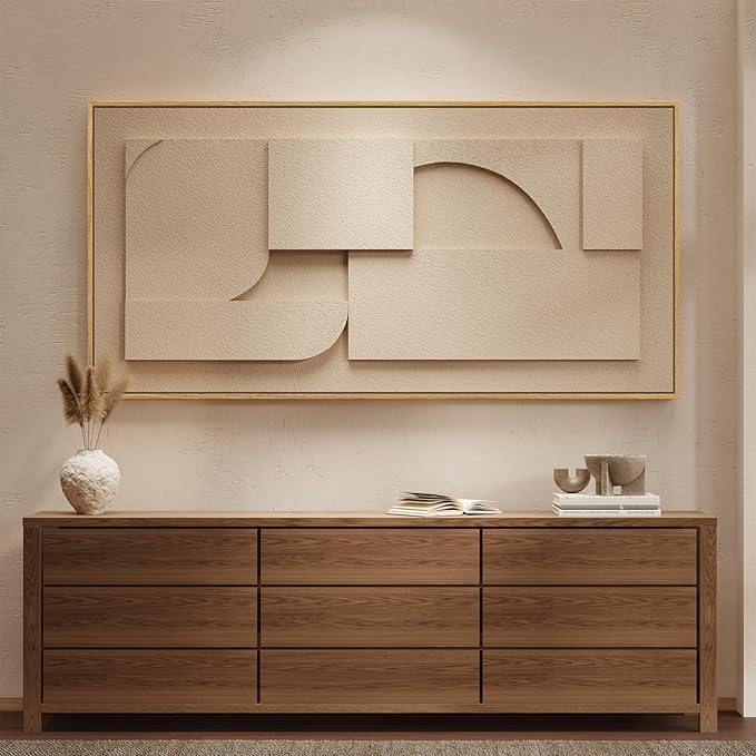 Large Framed 3D Neutral Abstract Wall Art - Image 2