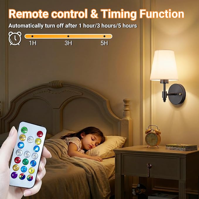 Battery Operated Wall Sconces Set Of Two, Wireless Battery Wall Light - Image 7