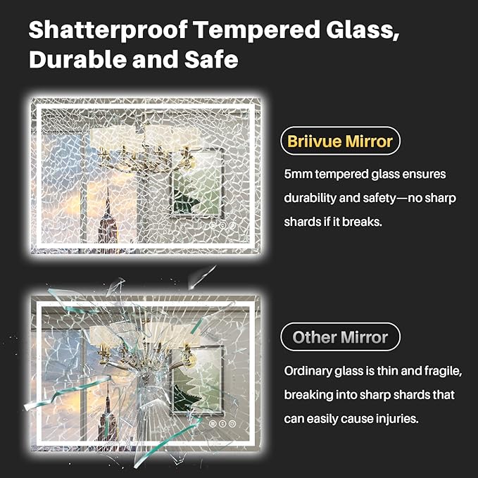 Briivue 28x32 Inch LED Bathroom Mirror - Image 7