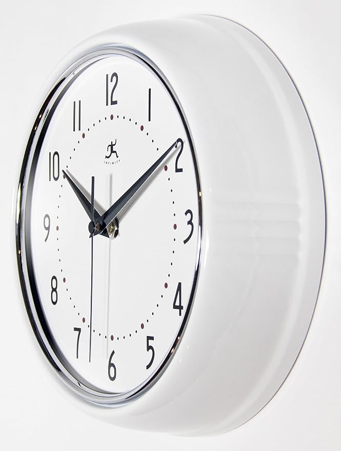 Infinity Instruments LTD. Retro 9 inch Silent Sweep Non-Ticking Mid Century - Image 3