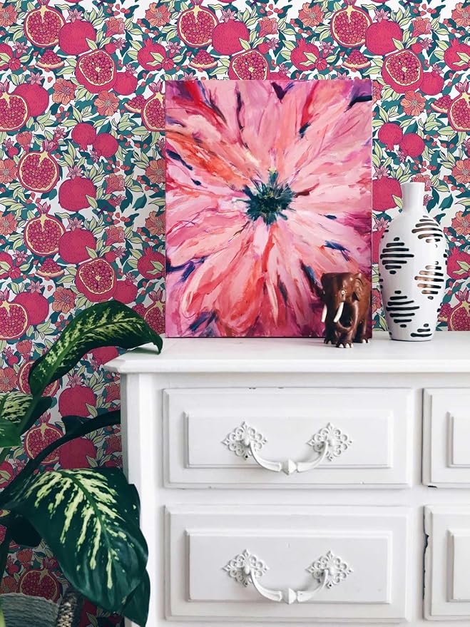 Floral Wallpaper Vintage Red Peel and Stick Wallpaper Self Adhesive Removable - Image 3