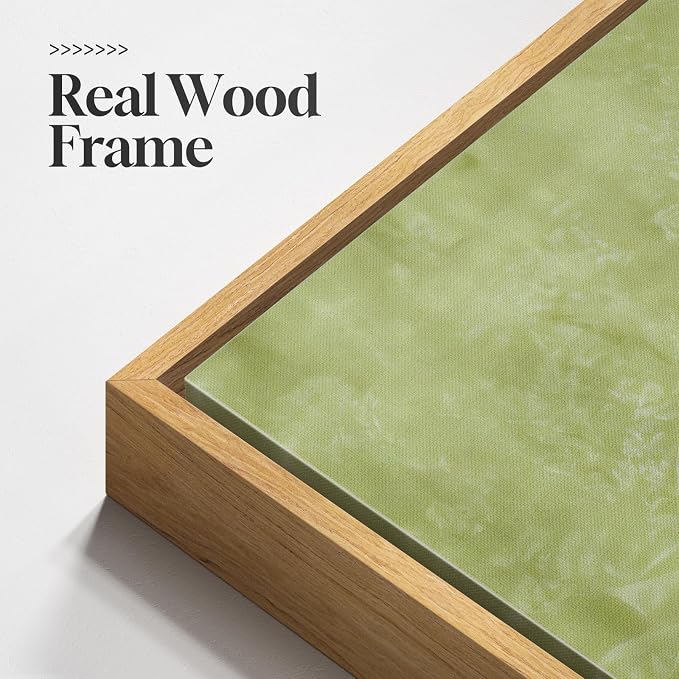 Framed Green Abstract Botanical Wall Art, Modern Minimalist Sage Green Canvas - Image 5