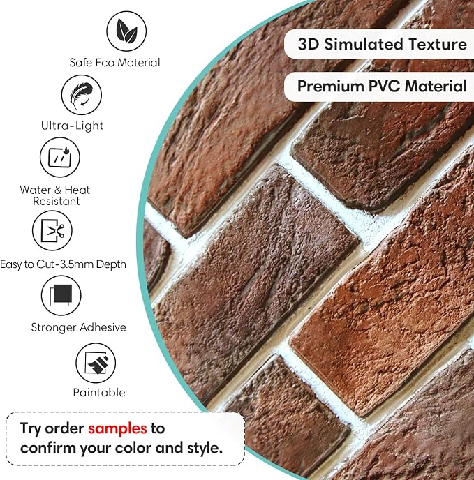 Commomy 3D Brick Wall Panels Peel and Stick - Image 3