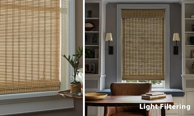 LazBlinds No Tools No Drill Cordless Bamboo Roman Shades, Custom Light - Image 5