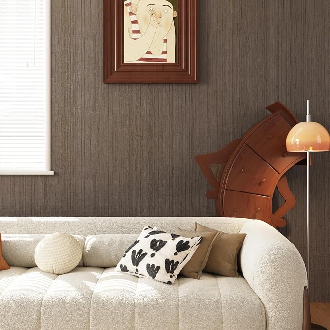 CRE8TIVE Dark Brown Grasscloth Peel and Stick Wallpaper Textured Grass Cloth - Image 4