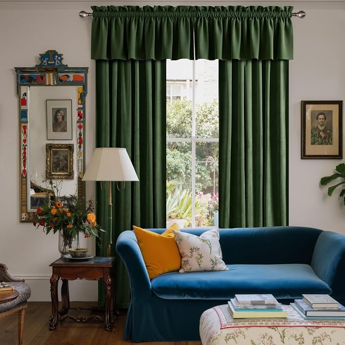 NICETOWN Velvet Cafe Windows Valance, Olive Green Window Treatment - Image 2