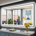 77x36 Black Framed LED Bathroom Mirror by Awandee