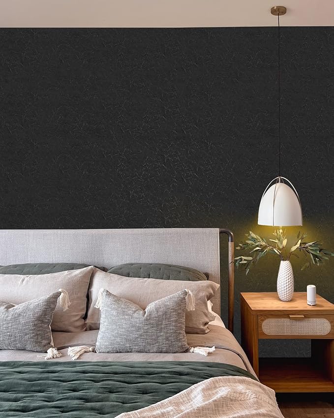 Cohoo Home Black Silk Peel and Stick Wallpaper - Image 6