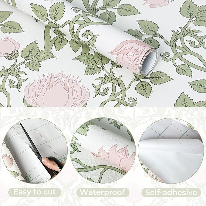 YXTII Floral Wallpaper Peel and Stick 236.2" × 17.3" - Image 2