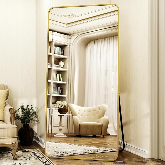 XRAMFY 76"x34" Floor Full Length Mirror Standing Full Body Rounded Corner - Image 2