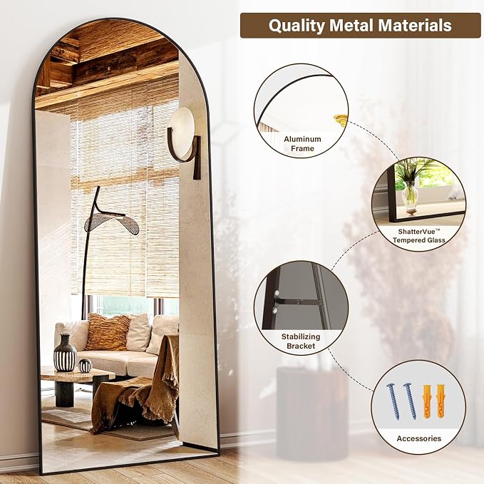 XRAMFY 24x68 Arched Full Length Mirror Floor Mirrors - Image 6