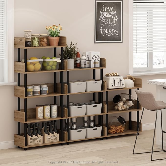 Furinno TURN-N-TUBE 5-Tier Display Shelf, Storage Shelves, Book Shelf, Open - Image 2