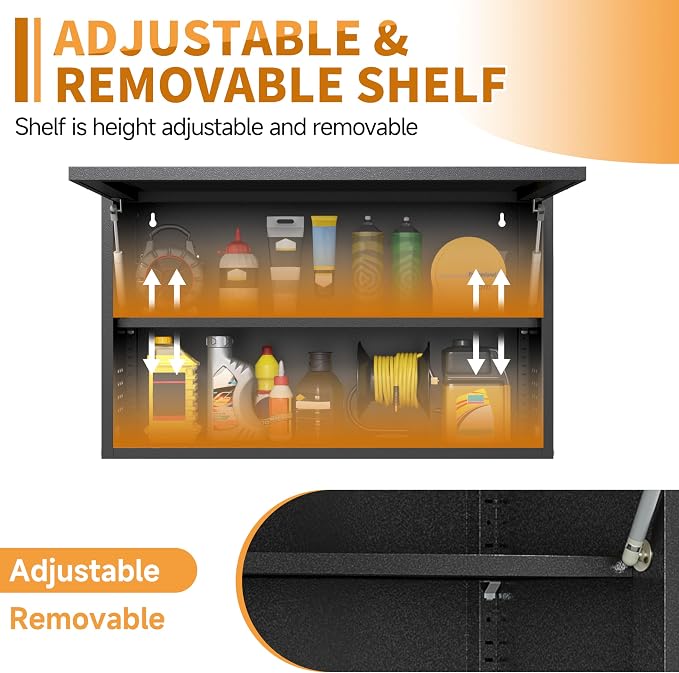 Metal Garage Wall Cabinet with Up-Flip Door, Upper Storage Cabinets with - Image 6