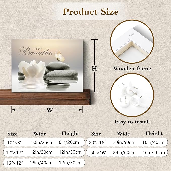 EOBTAIN Zen Spa Bathroom Wall Art Garden Butterfly and Flower Stone Relaxing - Image 7