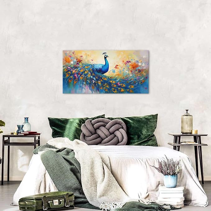 Abstract Peacock Wall Art Colorful Peacock Pictures Wall Decor Abstract Bird - Image 3