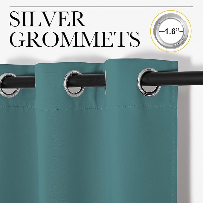 NICETOWN Sea Teal Blackout Curtains 120 inches Length - Image 2