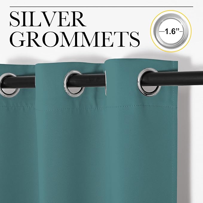 NICETOWN Sea Teal Blackout Curtains 102 inches Length - Image 2