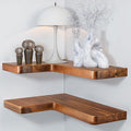 BATODA Acacia Wood Corner Floating Shelves 17" x 12"– Corner Shelf Wall Mounted by BATODA