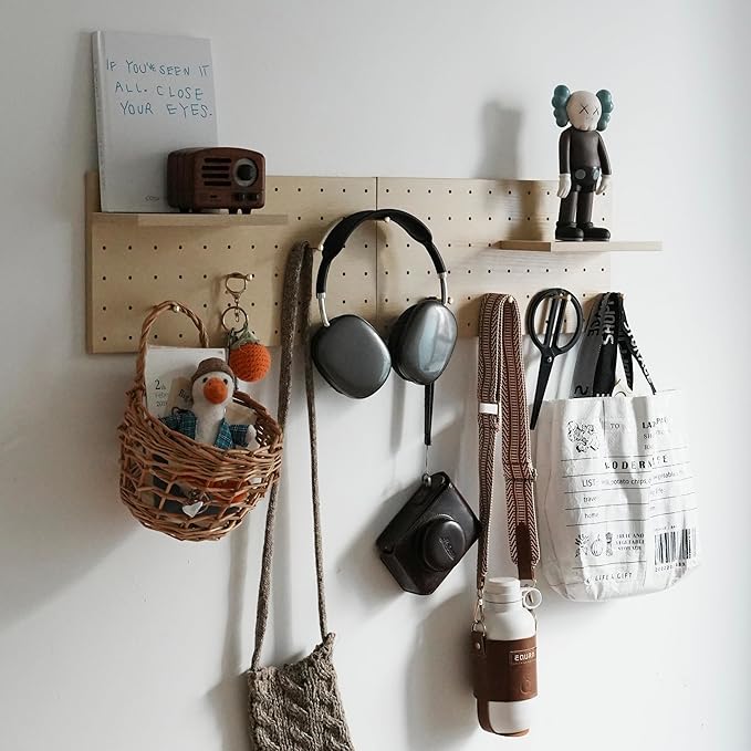 Wooden Pegboard Modular Display Organization Storage Wall Hooks Shelf by CreatedOn2005