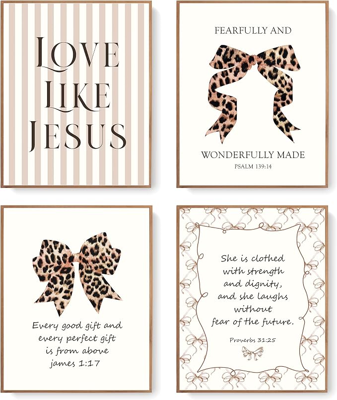 LARTSFRO Coquette Leopard Bow Jesus Wall Art Decor Posters, Y2K Cheetah Leopard by Unknown