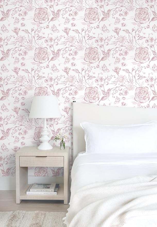Yasinet Floral Peel and Stick Wallpaper Pink Floral Wallpaper Boho Pink Contact - Image 4
