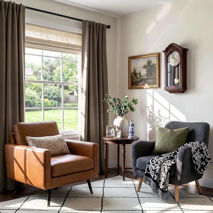 100% Blackout Shield Dark Brown Linen Blackout Curtains - Image 6