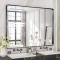 TETOTE 48 x 36 Inch Mirrors for Bathroom, Matte Black Framed Rectangular Large by TETOTE