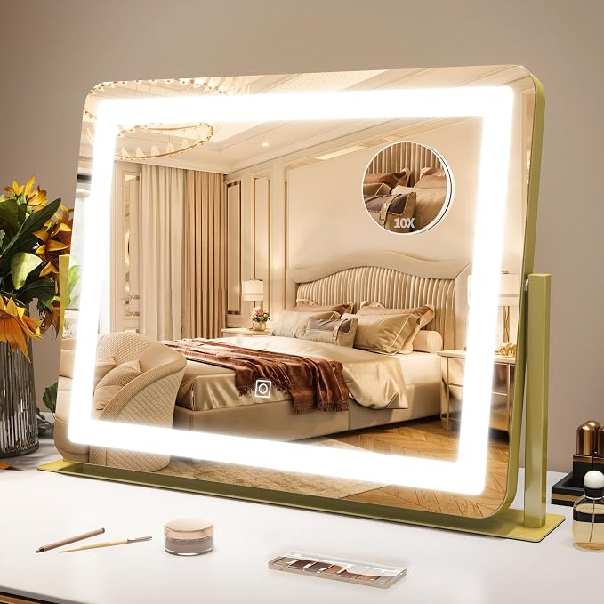 ROLOVE Gold Vanity Mirror with Lights by ROLOVE