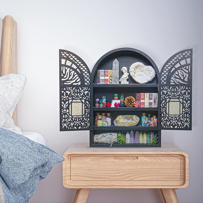 Large Crystal Display Shelf for Wall, Crescent Moon Phase Shelf Wall Decor - Image 6