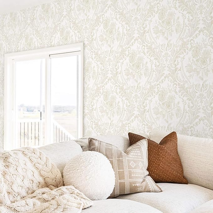 Ismoon Floral Peel and Stick Wallpaper Vintage Beige Contact Paper Boho - Image 3