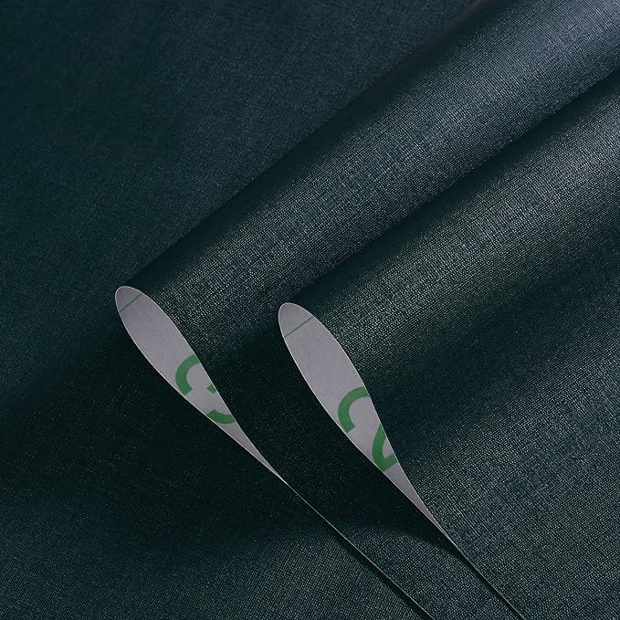 Dark Green Wallpaper Peel and Stick Textured Blackish Green Grasscloth Contact - Image 3