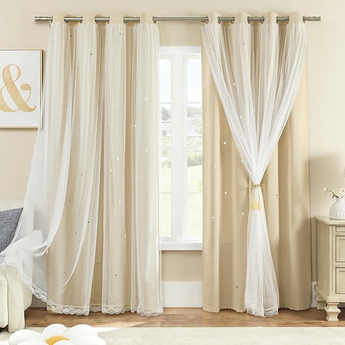 XiDi Curtains for Bedroom Decor Beige52/96/1 by Addsomecolortolife