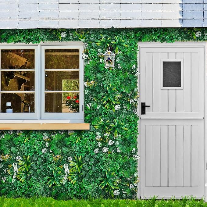 Grooy Artificial Hedge Grass Wall, Boxwood Panels 20"x20", UV Protected Privacy - Image 6