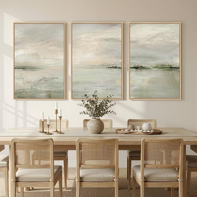 Large Framed Sage Green Abstract Landscape Wall Art - Image 4
