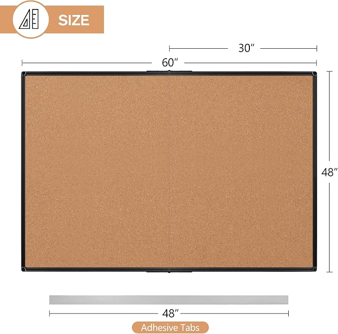 Extra Large Cork Bulletin Board 60" X 48", Foldable Notice Pin Board - Image 3