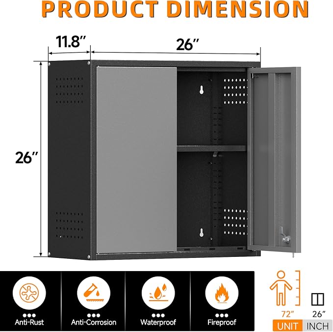 Garage Wall Cabinet, Metal Wall Cabinets - Image 3