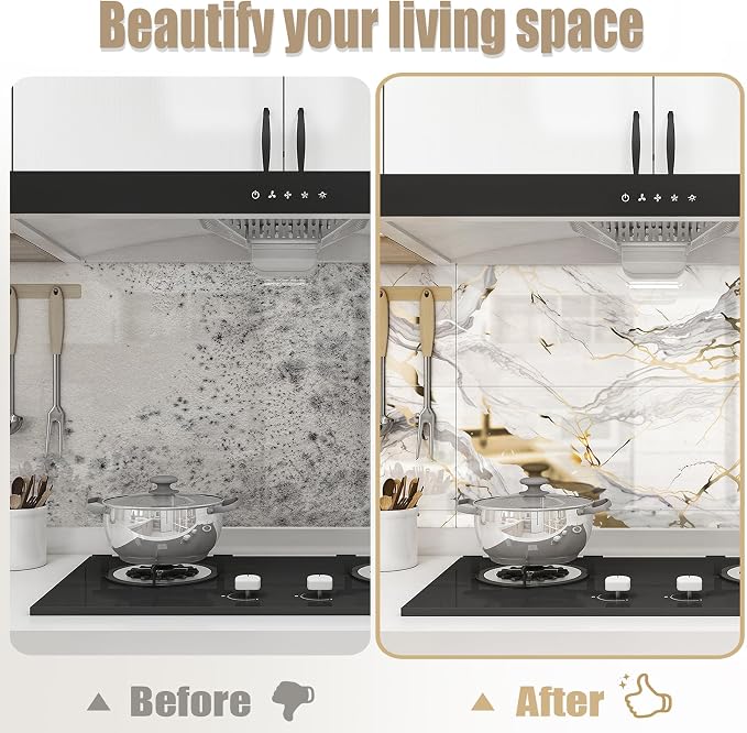 10pcs Thick Marble Peel and Stick Waterproof Wall Panels, Heat-Resistant - Image 9