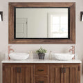 YOSHOOT Rustic Wooden Framed Wall Mirror, Natural Wood and Iron Bathroom Vanity by YOSHOOT